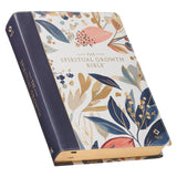 Navy Leaf Faux Leather Spiritual Growth Bible