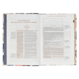 Navy Leaf Faux Leather Spiritual Growth Bible