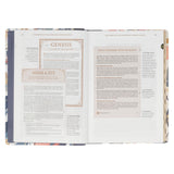 Navy Leaf Faux Leather Spiritual Growth Bible