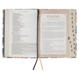 Navy Leaf Faux Leather Spiritual Growth Bible