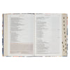 Navy Leaf Faux Leather Spiritual Growth Bible
