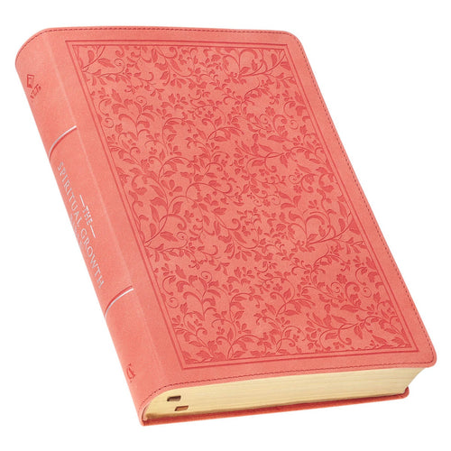 Coral Vine Faux Leather Spiritual Growth Bible - KI Gifts Christian Supplies