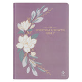 Plum Floral Faux Leather Spiritual Growth Bible - KI Gifts Christian Supplies