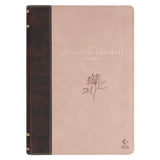 Brown and Blush Pink Faux Leather Spiritual Growth Bible - KI Gifts Christian Supplies