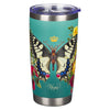 Teal Hope Butterfly Stainless Steel Travel Tumbler - Isaiah 40:31