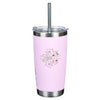 Bless You and Keep You Pink Floral Stainless Steel Travel Tumbler with Stainless Steel Straw - Numbers 6:24