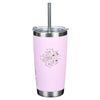 Bless You and Keep You Pink Floral Stainless Steel Travel Tumbler with Stainless Steel Straw - Numbers 6:24