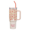 Be Still and Know Pink Spring Floral 40 Oz Tumbler with Reusable Straw - Psalm 46:10 - KI Gifts Christian Supplies