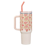 Be Still and Know Pink Spring Floral 40 Oz Tumbler with Reusable Straw - Psalm 46:10