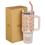 Be Still and Know Pink Spring Floral 40 Oz Tumbler with Reusable Straw - Psalm 46:10