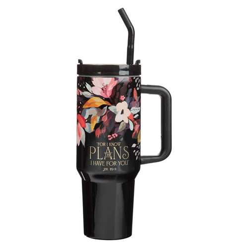 The Plans 40 Oz Tumbler with Reusable Straw - Jeremiah 29:11 - KI Gifts Christian Supplies