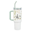 Be Still Teal Meadow 40 Oz Tumbler with Reusable Straw - Psalm 46:10