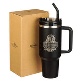 Be Strong in the Lord Black 40 Oz Tumbler with Reusable Straw - Ephesians 6:10