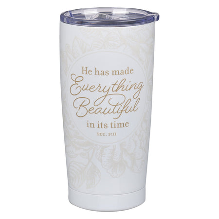 Be Still Teal Watercolor Floral Exposed Clay Base Ceramic Mug - Psalm 46:10