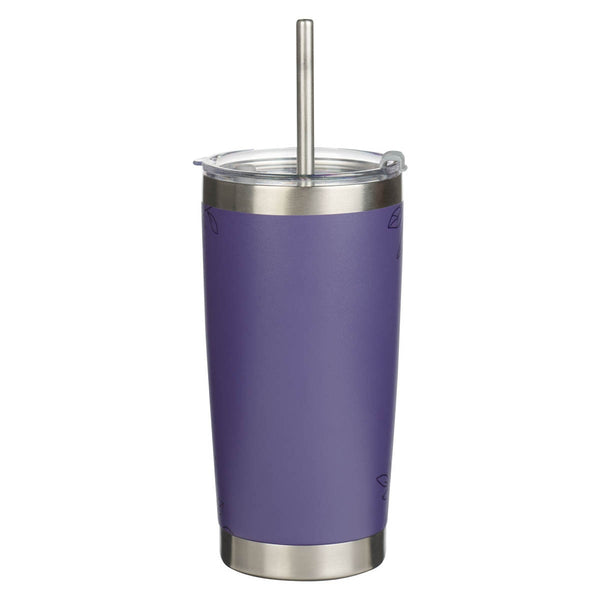 Noble Things Lavender Floral Stainless Steel Tumbler - Proverbs 31:29