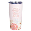 Strength and Dignity Pink Floral Stainless Steel Travel Tumbler - Proverbs 31:25