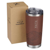 Faith Brown Stainless Steel Travel Tumbler - Matthew 17:20