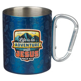 Adventure with Jesus Blue Trail Stainless Steel Camp-style Mug - Psalm 16:11 - KI Gifts Christian Supplies