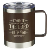 Commit Everything Brown Camp-style Stainless Steel Mug - Psalm 37:5 - KI Gifts Christian Supplies