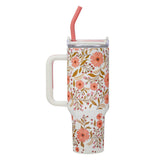 Trust In The Lord Coral Cascade 40 oz Stainless Steel Tumbler with Straw - Isaiah 40:31