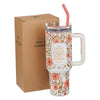 Trust In The Lord Coral Cascade 40 oz Stainless Steel Tumbler with Straw - Isaiah 40:31