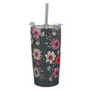 Be Still Teal Botanical Stainless Steel Tumbler With Reusable Straw - Psalm 46:10