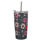 Be Still Teal Botanical Stainless Steel Tumbler With Reusable Straw - Psalm 46:10