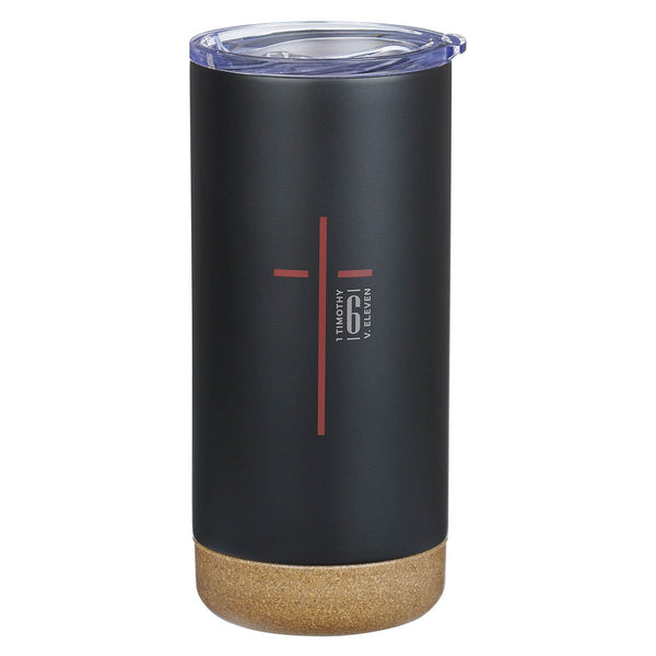 Man of God Black Stainless Steel Tumbler - 1 Timothy 6:11 - KI Gifts Christian Supplies