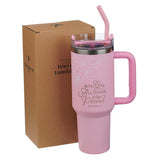Things Are Possible Pink Poppy Stainless Steel Tumbler with Straw - Matthew 19:26