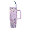 Trust in the Lord Purple Spring Floral 40 oz Stainless Steel Tumbler with Straw - Proverbs 3:5