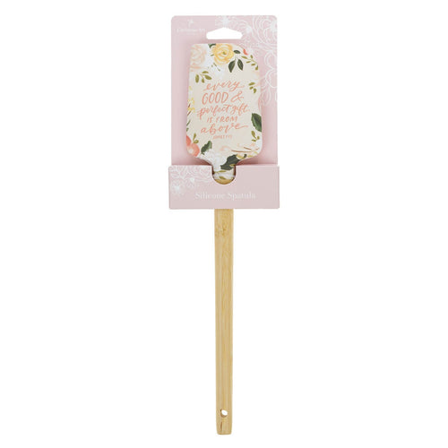 Every Good and Perfect Gift Pink Floral Silicone Spatula – James 1:17 - KI Gifts Christian Supplies