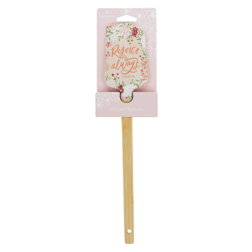 Rejoice Always Peach Floral Silicone Spatula – 1 Thessalonians 5:16 - KI Gifts Christian Supplies