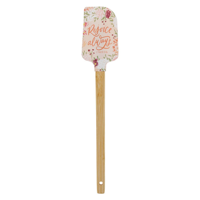 Rejoice Always Peach Floral Silicone Spatula – 1 Thessalonians 5:16