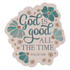 God is Good Blue Blooms Sticker - Psalm 34:8