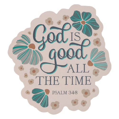 God is Good Blue Blooms Sticker - Psalm 34:8