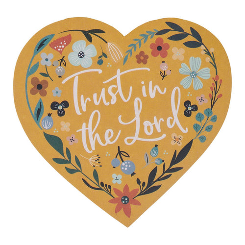 Trust in the Lord Yellow Floral Heart Vinyl Sticker - Proverbs 3:5