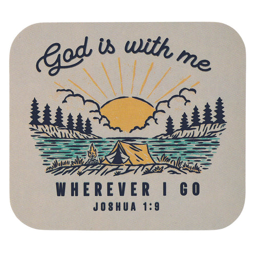 God is With Me Yellow Camping Vinyl Sticker - Joshua 1:9