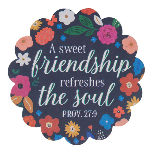 Sweet Friendship Navy Floral Vinyl Sticker - Proverbs 27:9