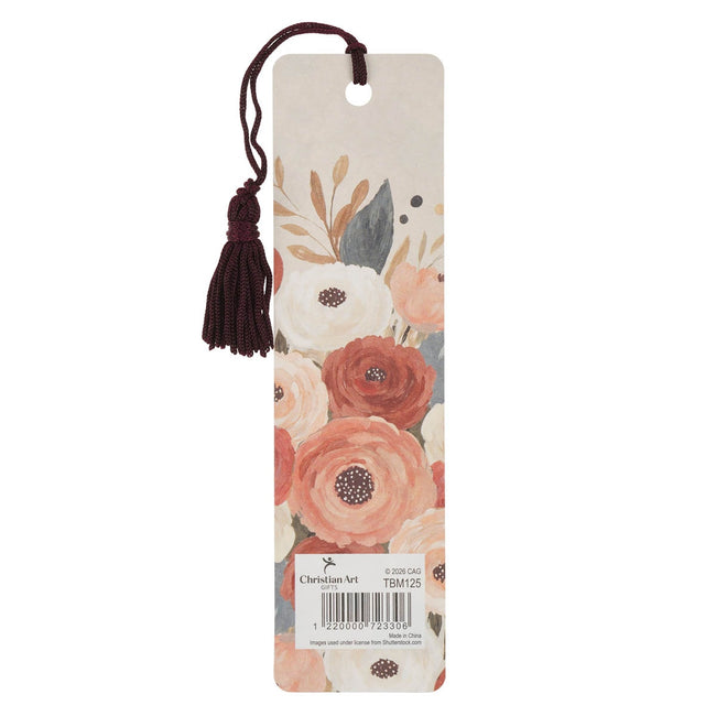 Be Joyful Floral Bookmark with Tassel - Romans 12:12 ( ORDER IN 6'S )