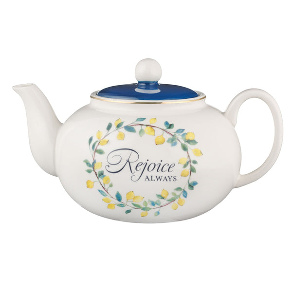 Rejoice Always Lemon Ceramic Teapot - 1 Thessalonians 5:16 - KI Gifts Christian Supplies