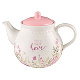 Faith, Hope, and Love Petite Floral Teapot - KI Gifts Christian Supplies