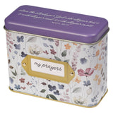 Love the Lord Purple Wildflower Prayer Cards in Tin - Matthew 22:37 - KI Gifts Christian Supplies