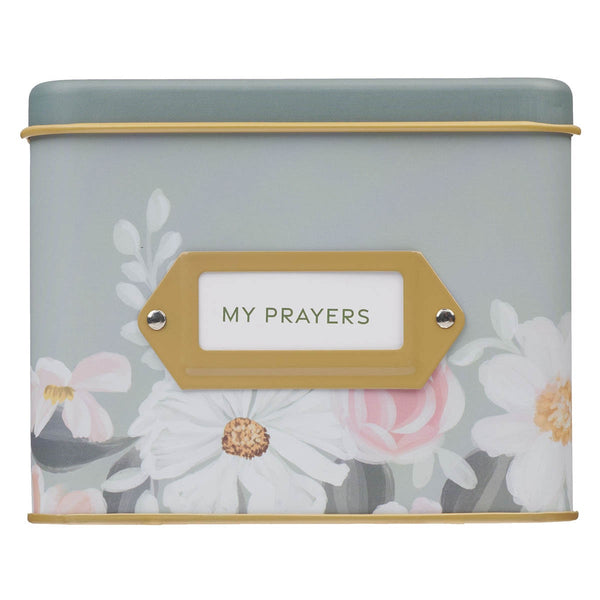 He Restores My Soul Green Floral Garden Prayer Cards in a Tin - Psalm 23:3 - KI Gifts Christian Supplies