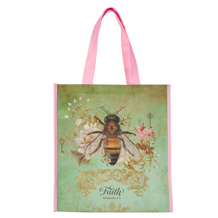 Hope Dragonfly Teal Non-Woven Coated Tote Bag - Isaiah 40:31