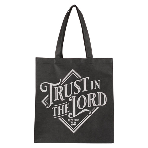 Trust in the Lord Black Diamond Reusable Shopping Tote Bag - Proverbs 3:5 - KI Gifts Christian Supplies