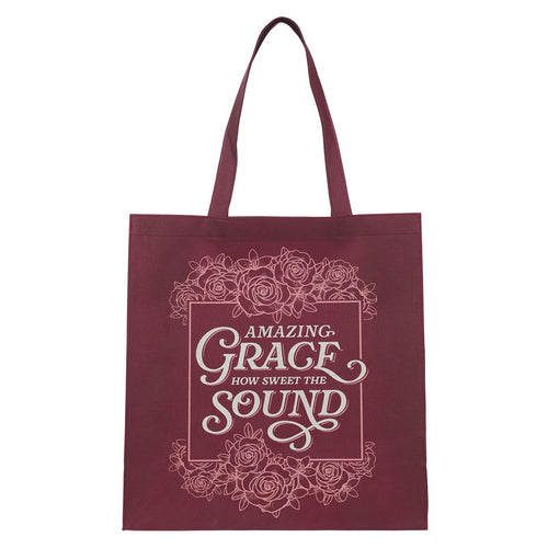Amazing Grace Burgundy Reusable Non-woven Shopping Tote Bag