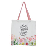 A Grateful Heart Pink Floral Tote Bag - KI Gifts Christian Supplies