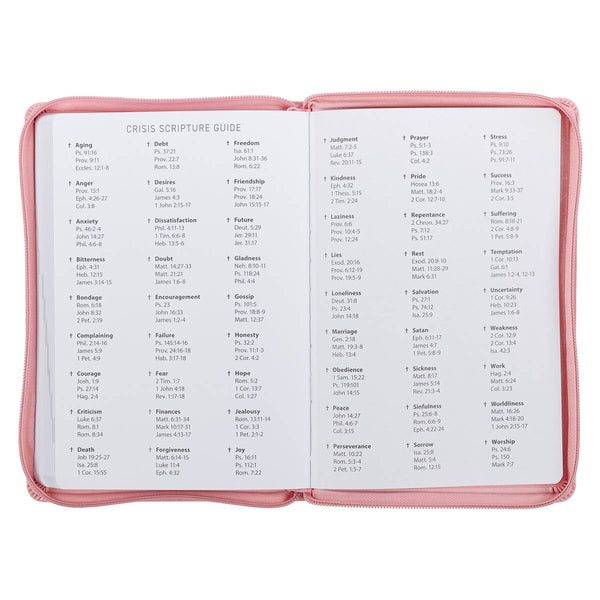 2027 Walk by Faith Pink Faux Leather Executive Planner with Zipper Closure - 2 Corinthians 5:7