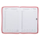 2027 Walk by Faith Pink Faux Leather Executive Planner with Zipper Closure - 2 Corinthians 5:7
