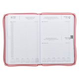 2027 Walk by Faith Pink Faux Leather Executive Planner with Zipper Closure - 2 Corinthians 5:7